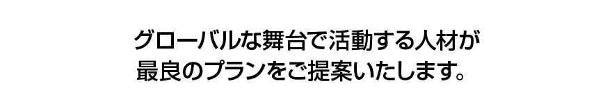 グローバルな舞台で活動する人材が最良のプランをご提案いたします。